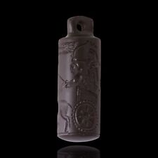 Black Stone Cylinder Seal, Middle Eastern History, Mesopotamian Engraved Stone