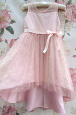 MONSOON Pink Gold Sparkle Party Occasion Dress 7-8 Years £60 Worn Once