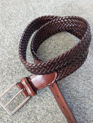 Braided belt mens leather - l,