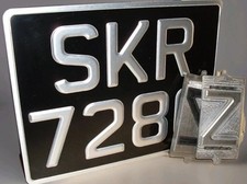 CLASSIC Pressed Vintage Motorcycle Number Plate 230mm x 180mm [ 9"x 7"]