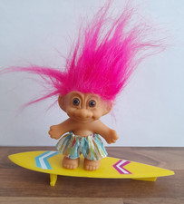 Vintage 1990's RUSS Troll SURFBOARD Toy - 3" PINK HAIR - 2 ORIGINAL STICKERS