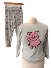 Girls M&S Blue Percy Pig Pyjamas Size 9 Years Kids