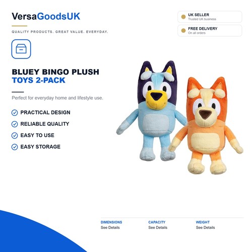 Bluey bingo plush - bluey, 2-pack