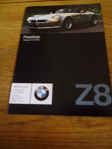 Bmw price list brochure - z8,