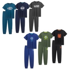 Boys Short Sleeve Pyjamas Set 3 Pack 100% Cotton Matching Top & Bottom Nightwear