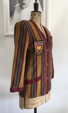 Vintage Blazer / Jacket / Striped / Badge Motif / Hand Made / Preppy / OOAK / 10
