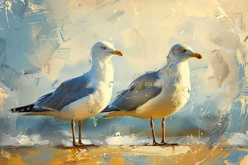 Seagulls beach seaside canvas - beach,