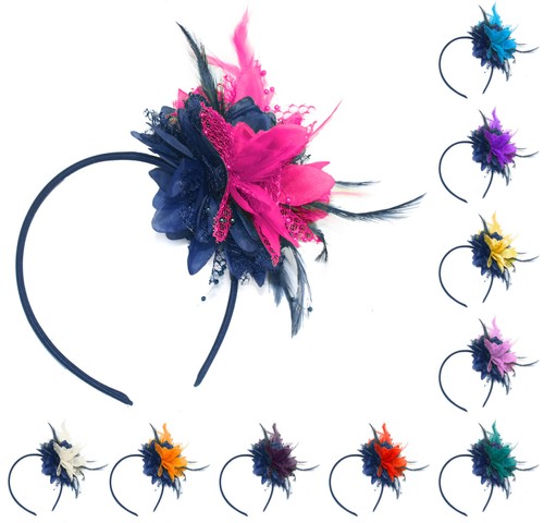 Flower feather hair fascinator - flower,