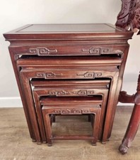 ANTIQUE: 1900c CHINESE ROSEWOOD NEST of TABLE (SET of 4)