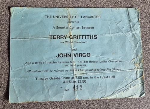 Used snooker ticket terry - ticket,