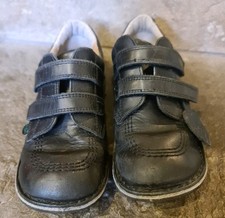 Kickers Kick Lo Infants School Shoes Size 33 Black Leather