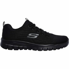 Skechers Graceful WIDE FIT Womens Training Shoes Black Gym Workout Trainers