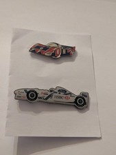 Racing Car Enamel Pin Badges Pair