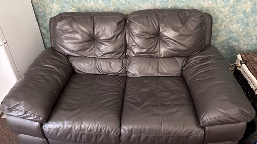 Dark brown leather sofa - brown, 2