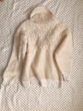 VINTAGE HAND-KNITTED Super Kid Mohair lurex Cable Off White MIXED MEDIA JUMPER L