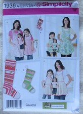 Simplicity Pattern 1936: Girl's, Lady's & 18" Dolls Aprons & Christmas Stockings