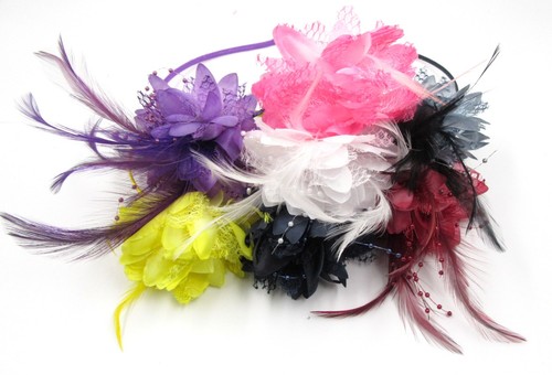 Flower feather hair fascinator - flower,
