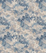 MULBERRY CURTAIN FABRIC 'COUNTRY WALK - BLUE' 6 METRES Linen Blend