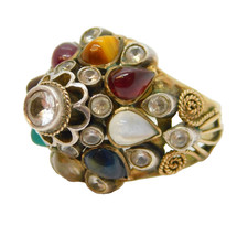 Austro-Hungarian 10ct Gold, Multi-Gem Set Statement Dress Ring Antique c1890