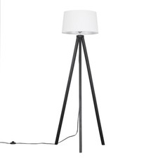 Black Wood Floor Lamp Standard Tall Tripod Light Shade Free Standing Living Room