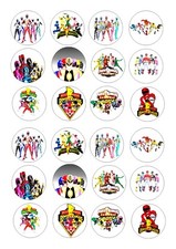 24 POWER RANGERS BIRTHDAY   ICE/ICING EDIBLE FAIRY/CUP CAKE/BUNS  TOPPERS