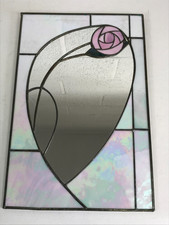 Vintage Stained Glass Wall Mirror Art Deco Rectangle Handmade 16"x 11"