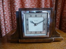 Vintage Ferranti Electric Oak Mantel Clock Good  Working Order **Missing Glass**