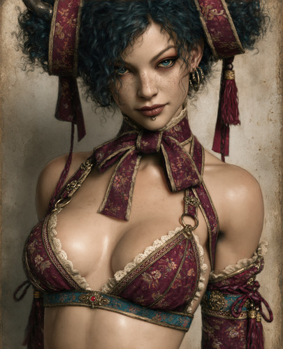 Desert dancer with dark curls - dark,