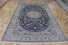 FINE HANDMADE NAIN BLUE RUG