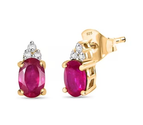 Silver earrings ruby and - silver,