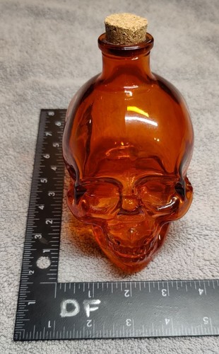 Vintage amber glass skull - vintage,