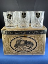 6 Vintage Edinburgh Crystal Whisky Tumblers Original Rare Castle Pictorial Box