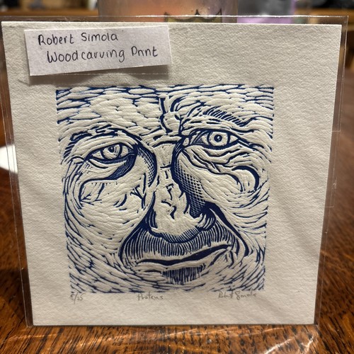 Robert simola original woodcut - robert,