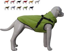 Lovelonglong Waterproof Fleece-Lined Dog Winter Vest with Harness – Green 3XL