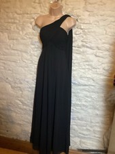BNWOT Black  One Shoulder bridesmaid party prom Maxi dress evening  size 14