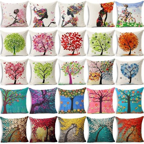 Flowers life tree cotton linen - life,
