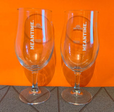 New Genuine meantime stemmed RARE  pint glasses x 2 . pale ale,