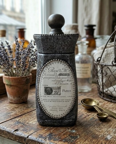 Decoupage glass jar - glass, french
