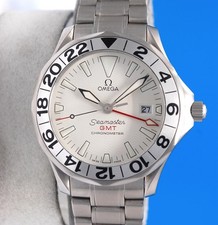 Mens Omega Seamaster GMT Great White 300M Chronometer Watch White Dial - 2538.20