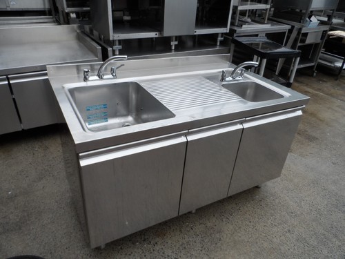 Stainless steel double bowl - steel,