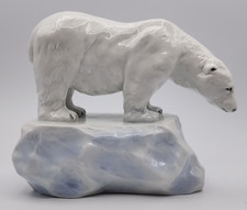 Royal Dux Polar Bear On Ice ca 7 3/4" Tall  9 5/8" Long Czechoslavakia Bohemia