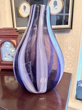 large vintage Murano purple lilac swirl glass vase statement piece