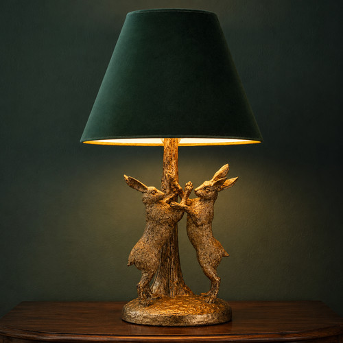 Antique gold hare table lamp - gold,