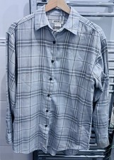Eddie Bauer Checked Shirt Oversized Light Blue/ Grey Check Woman's Medium