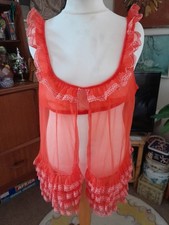 Vintage Red White Frilled Lace