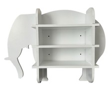 Wooden Elephant Shaped 3 Tier Nursery Wall Shelf | Floating Animal | White VGC
