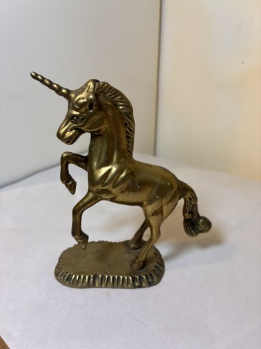 Brass unicorn figurine - brass, rearing