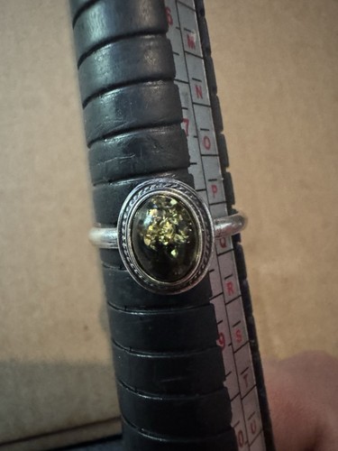 Sterling silver green amber - green,