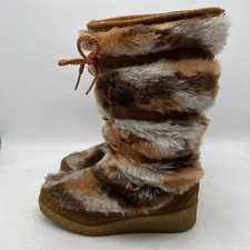 VTG USA Snowland Faux Fur Snow Boot Winter Yeti Boots Women's Sz 6 Multi- Color