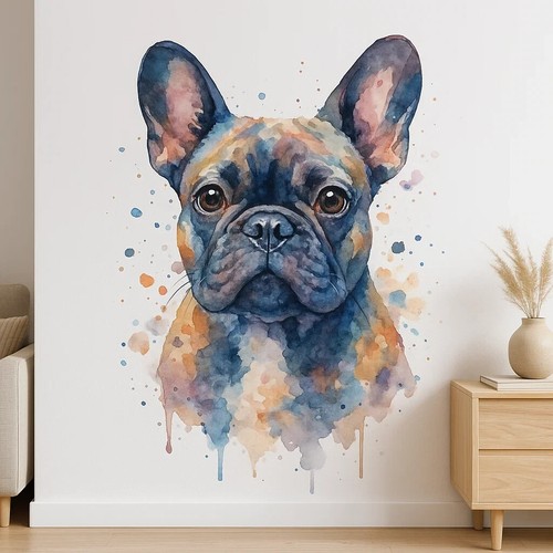 French bulldog watercolour - french,